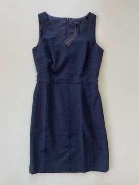 Tommy Hilfiger Navy Textured Sleeveless Sheath Dress Sz 4